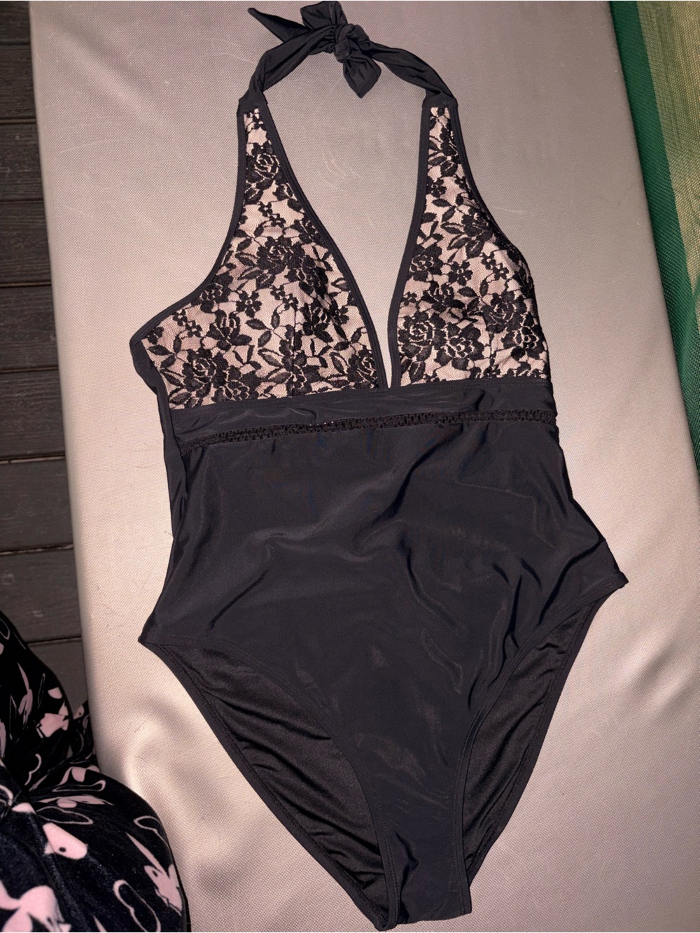 Black Lace-Accented Women's swim